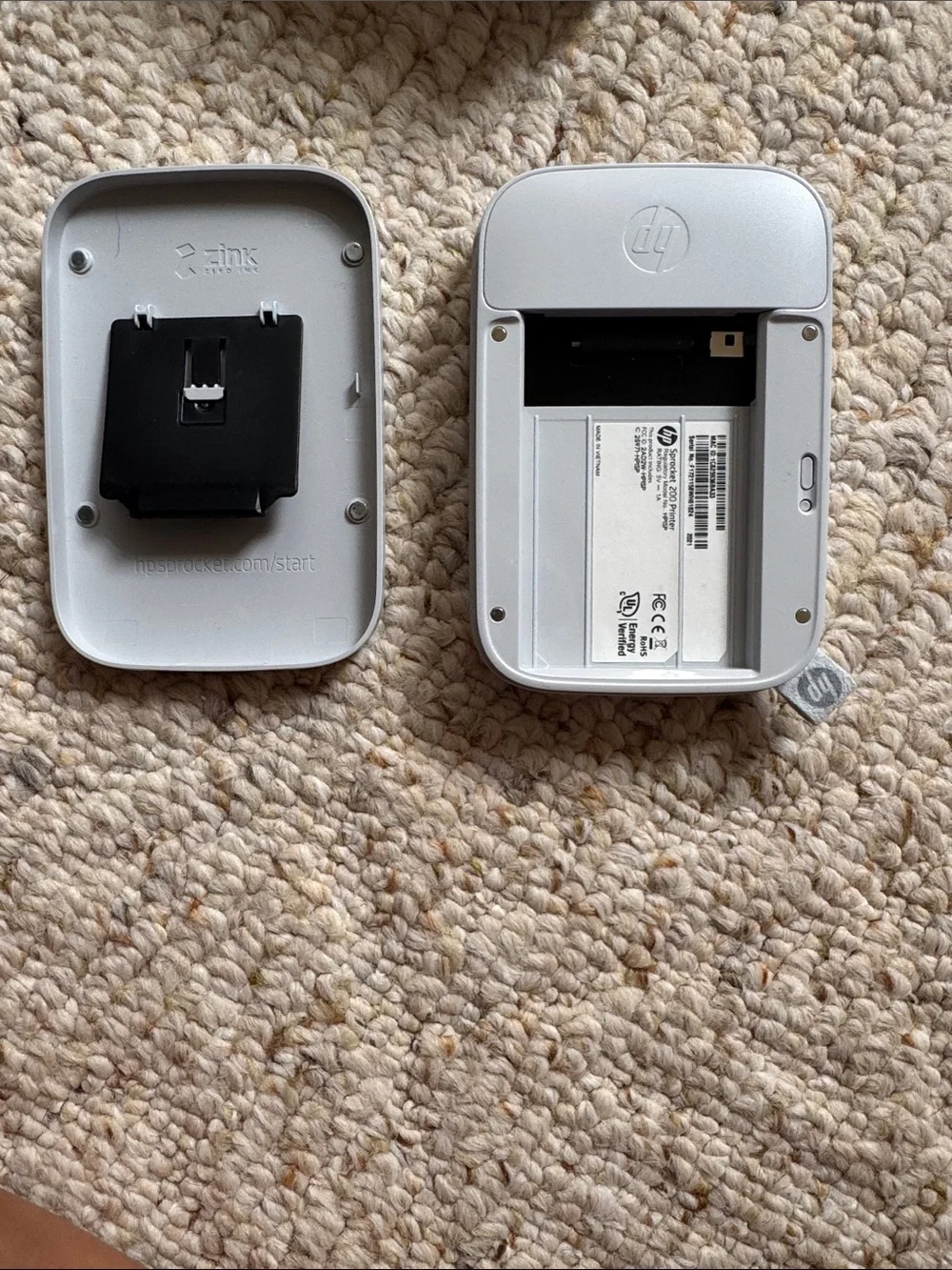 HP White Speckled Portable photo printer